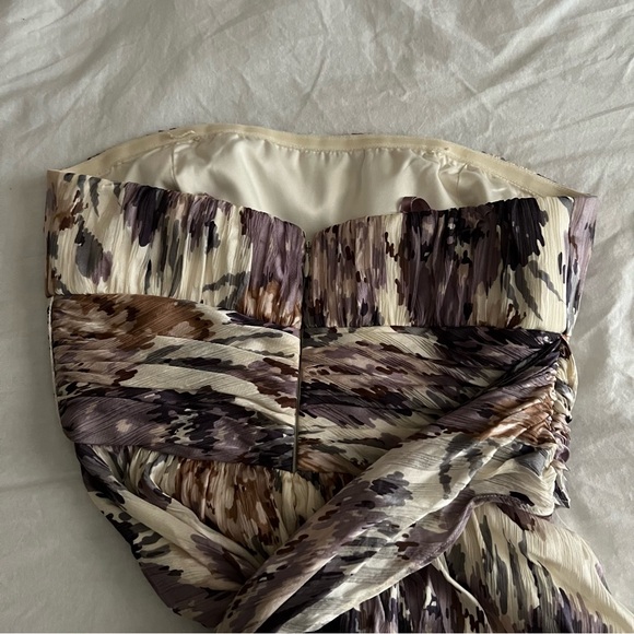 BCBGMaxAzria Strapless Dress in Cream, Brown, and Purple - Picture 4 of 6